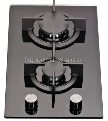 China Outdoor Kitchen Gas Cooker Tempered Glass 2 Burner Built In Commercial Cooking Gas Stove for sale