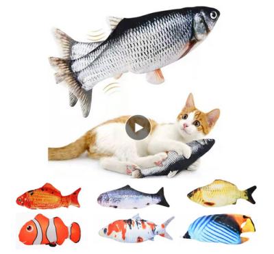 China Realistic Stocked Cat Fish Toy Fish Interactive Electric Cat Soft Toy Cat USB Charger Realistic Cats Chew Bite Toys Pet Supplies for sale