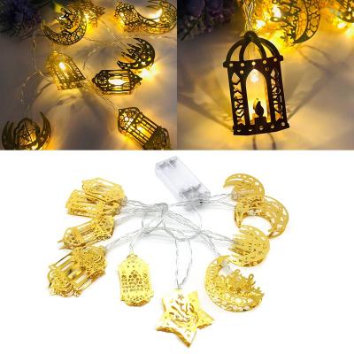 China Muslim Supplies Eid al-Fitr Decor Eid Mubarak Decor For Home Islam Event Party Supplies Ramadan Decorations Moon Star Metal Led String Lights for sale