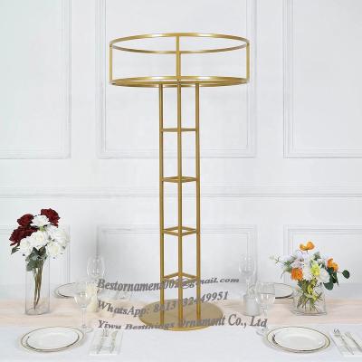 China Hot sale 1.2m tall metal iron gold flower display stand pedestal centerpieces tall for wedding decor for sale