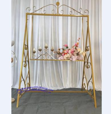 China Metal Iron Wedding Event Decoration Metal Arched Swing Backdrop For Hanging Cake Stand for sale