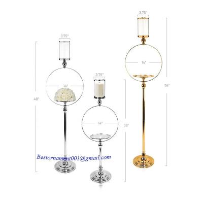 China Floor Wedding Pedestal Flower Stand With Metal Candle Holder Table Centerpieces Candelabra For Wedding Decoration for sale