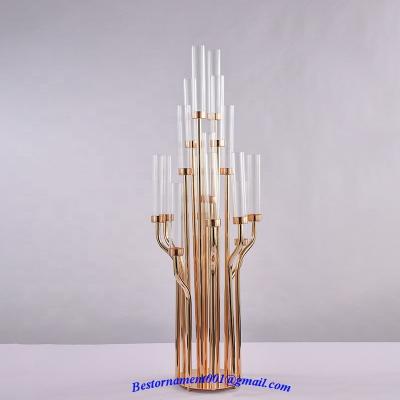 China Weddings 4 AM Gold Candelabra Metal Candle Holders Stands Wedding Table Centerpieces Road Lead For Party Home Decor for sale