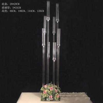 China Wholesale Floor Crystal Metal and Acrylic 8 A.M. Candlesticks Wrought Iron Wedding Tall Candelabras For Table Centerpiece for sale