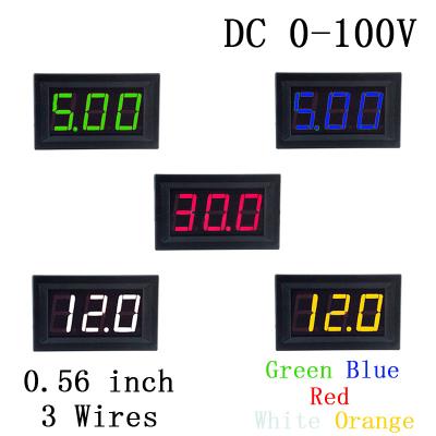 China Mini Voltmeter Tester Digital Voltage Test Battery DC 0-100V 3 Wires Orange Red Green Blue White For Auto Car LED Display Measurement DC 0-100V for sale