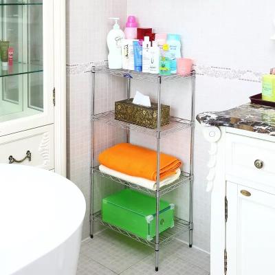 China 4 Layer Wire Bathroom Shelf Unit Chrome Plating For Organizing Or Displaying Accessories for sale