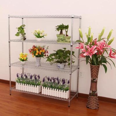 China Four Tier Storage Chrome Wire Shelving Chrome Plated Nickel - Chrome Finish for sale