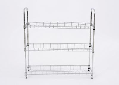 China 3-Tier Metal Mesh Shoe Rack Chrome Plating Easy Assembly With Sturdy Structure for sale