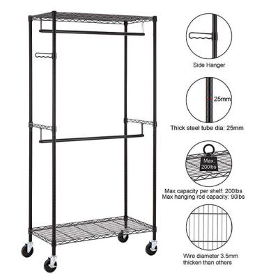 China Heavy Duty Rolling Portable Wardrobe Closet Easy Assembly Without Tools Requirement for sale