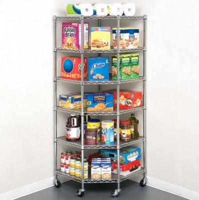 China 6-Tier-Wire-Shelf-Shelving-Adjustable-Heavy-Duty-Rack-Corner-Large-Storage-Space Chrome Überzug zu verkaufen