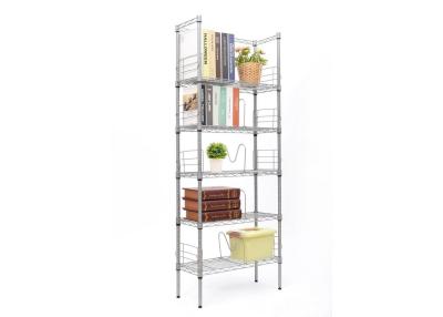 China Strudy Design Metal Wire Bookshelves Chrome Finish No Tools Required for sale