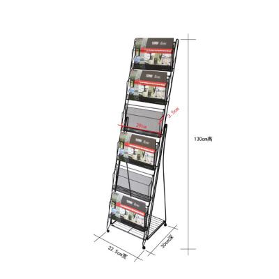 China H901 Metal Wire Mesh Magazine Display Rack Black Powder Coated for sale