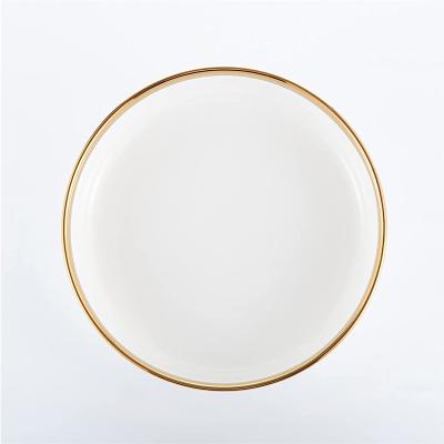 China Sustainable Hot Selling Nordic Style Gold Color Serving Dinnerware Fine Bone China Dish Sets for sale