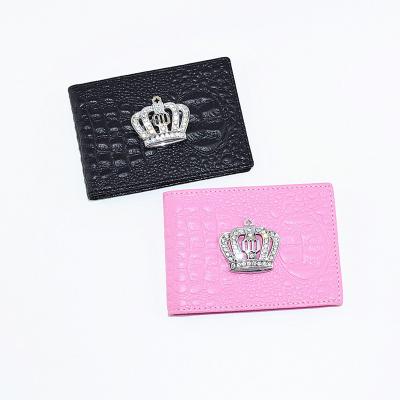 China High Quality Leather Crown PU Credit Card Holder Leather Car Driver License Bag Case Driving Documents Interior Accessories for sale