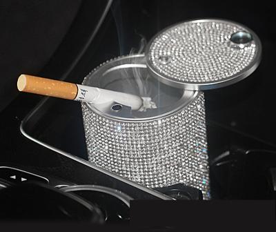 China Universal Rotatable Head Portable Cup Storage Car Bling Ashtray Rhinestone Car Ashtray Cylinder Holder Interior for sale