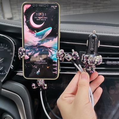 China Crystal Car Mobile Phone Holder for Car Windows Airvent Mount and Auto Air Vent with DIY Crystal Diamond Type with Rhinestone for sale