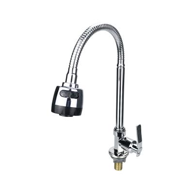 China Flexible Commercial Single Cold Metered Faucets Kitchen Sink Faucet SS Hose With Kitchen Faucet Sprayer for sale