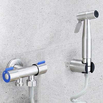 China Stainless Steel Thermostatic Hand Held Sprayer Faucet Wall Mounted Shattaf Complete Bidet Faucets Sprayer Set For Toilet Bathroom for sale