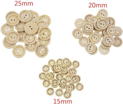 China Unleaded ; Washable; handmade nickel free wood buttons with holes handcrafted love wood button 2 sewing button laser cut for 15mm/20mm/25mm for sale