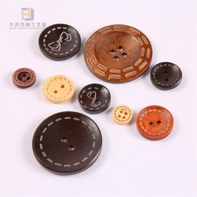 China Unleaded ; Washable; Coat Buttons 10mm 20mm Brown Wooden Nickel Free Natural Round Black Button For Sewing Kids Sweater Opens Bulk for sale