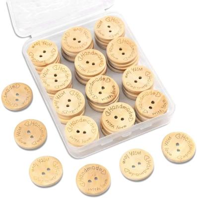 China Unleaded ; Washable; 100pcs Vintage Nickel Free Wood Buttons 2 Hole Retro Clothing Pattern Wooden Button Round Shaped For For Sewing Art Craft DIY Supplier for sale