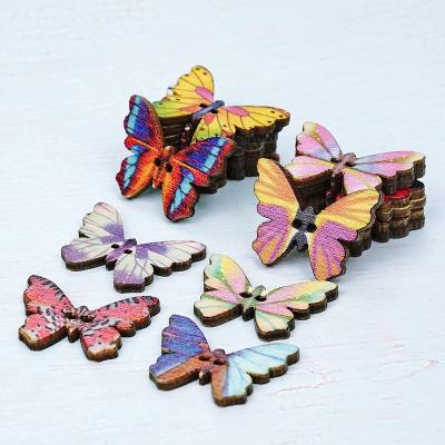 China Unleaded ; Washable; 50Pcs Nickel Free 1 Inch Fancy House Decorating Wooden Butterfly Buttons Premium Button For Sewing Kids Women Crafts DIY Apparel Project for sale