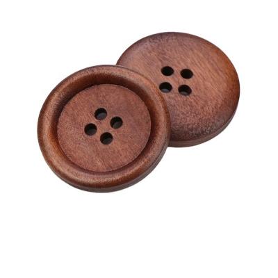 China Unleaded ; Washable; Brown 25mm Nickel Free Black White Round Wooden Buttons Sewing Flatback Button Two Hole 4 Holes Buttons Assorted Color For Garment DIY for sale