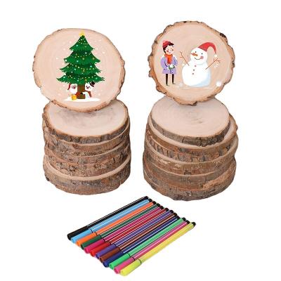 China Folk Art Wood Slices Tree Log Discs Slice Round Ornament Rustic Wedding 20cm Tall Christmas for sale