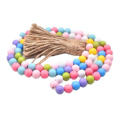 China Making Unfinished Wooden Bead Garland Macrame Wooden Customized Loose Jewelry Christmas Holiday Beads Garland DIY INS Decor For Craft Making for sale