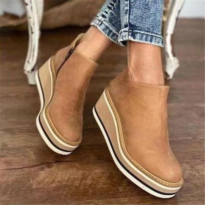 China 2022 Waterproof Women Shoes Big Plus Sizes Wedges Boots Dropshipping Fashion Artificial Short Women's PU Platform Boots for sale