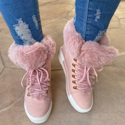 China New Arrivals Martin Boots Low Cut Rubber PU Leather Waterproof Sole Cotton Plush Women's Warm Fluffy Boot for sale