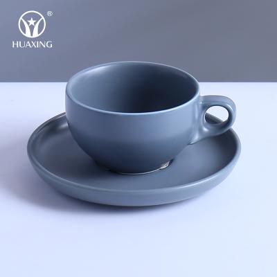 China Hot Selling 3.5OZ Color Cappuccino Coffee Espresso Cup Viable Matte Porcelain European Tea Cup And Saucer Set Ceramic for sale