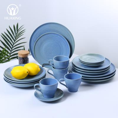 China 20pcs Hot Sale Creative Ceramic Blue Viable With Circle Design Your Own Tableware For Home And Restaurant for sale