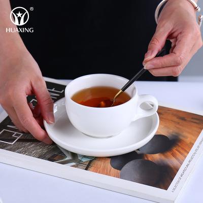 China Sustainable Hot Selling Modern Restaurant 200ml Unbreakable Cappuccino Coffee Porcelain Tea Cup And Saucer Set for sale