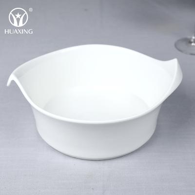 China Sustainable Safety Special Design Large Microwave Serving Bowl Ceramic Soup Bowl With Handle for sale