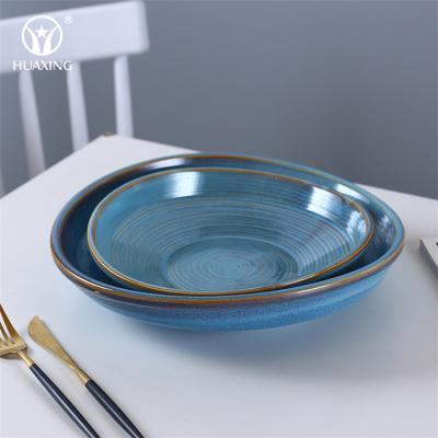 China Sustainable Home Hotel Restaurant Used Salad Pasta Marine Vintage Cheap Dining Large Ceramic Serving Bowls For Tableware for sale