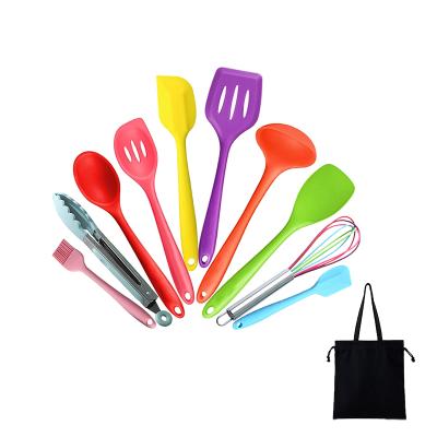 China Viable Kitchen Spatula Set Kitchen Utensil Set Silicone 10pcs Non-Stick Food Tongs GRILL Basting Brush for sale