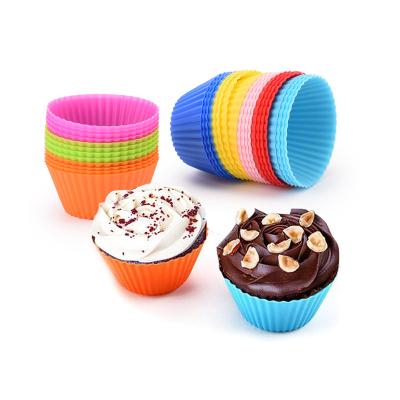 China Viable Recycle Cup Baking Liners Cake Tools Silicone Non-Stick Reusable Cupcake Bread Mold Colorful Custom for sale