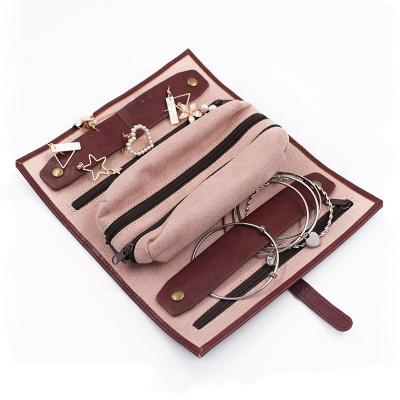 China Fashion Travel Jewelry Leather Bag Organizer Roll Bag Jewelry Filter Mount Storage Custom Packing Organizer for sale