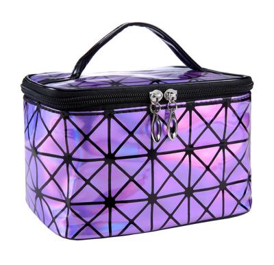 China Fashion Laser PU Travel Makeup Brush Bag Organizer Waterproof Cosmetic Bag Case Toiletry Bag Custom Large for sale