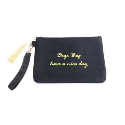 China Fashion Custom Made Velvet Filter Frame Travel Makeup Brush Pouch Cosmetic Clutch Bag For Women for sale