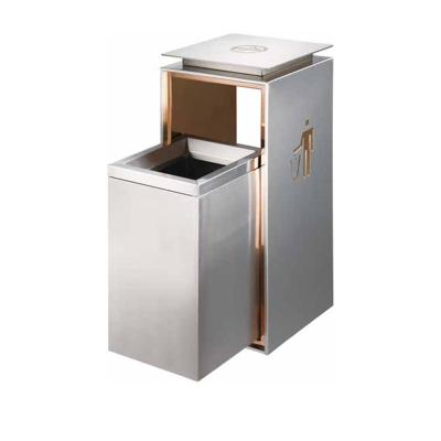 China Public Place Viable Outdoor Garden Waste Bin Stainless Steel Factory Price Simple Design Metal Square Standing Trash Can With Ashtray for sale