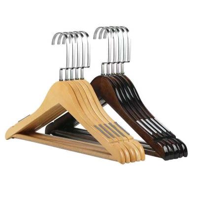 China CLASSIC Smooth Outdoor Solid Wood Suit Coat Hangers For Clothing With Swivel Hook for sale