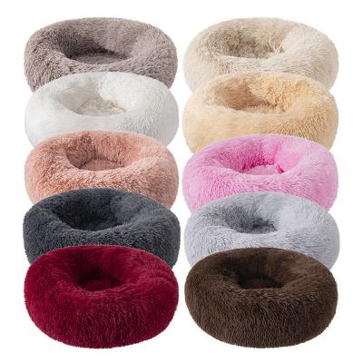 China Dropshipping Breathable Funny Dog Donut Bed Winter Warming Soft Faux Fur Plush Cama De Estimacao Cachorro For Pet Cat Puppy for sale