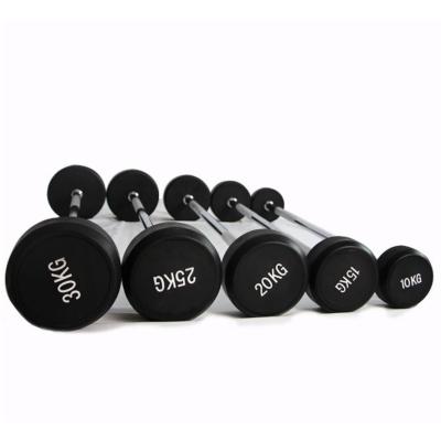 China Universal Fitness Equipment Fixed Barbell Loop Barbell Weightlifting Dumbbell Rubber Fitness Equipment for sale