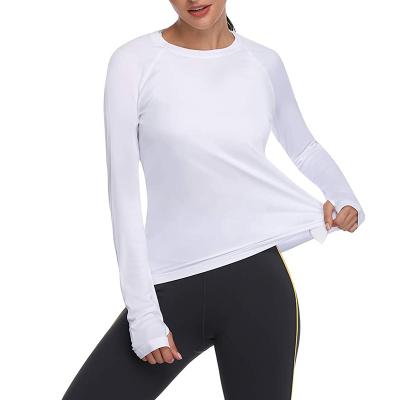 China Anti-Wrinkle 95% Polyester 5% Spandex Long Sleeve Fit Hooded Women T-Shirt for sale