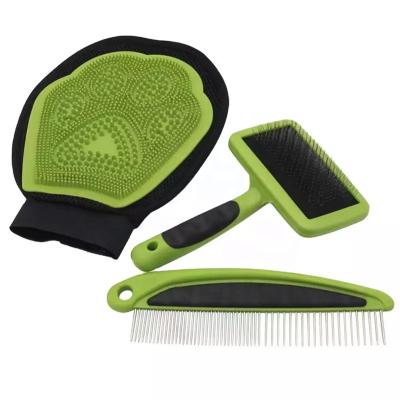 China Stocked New cat and dog bath three-piece massage gloves pet de-shedding glovesgrooming tools massage cleaning brush supplies for sale