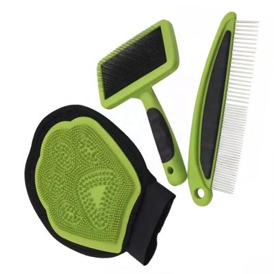 China Stocked Pet Bathing Gloves Dog Bathing Set Cat Jerking Gloves De-fluffing Hair groomingtools Comb Inline Comb Cleaning for sale