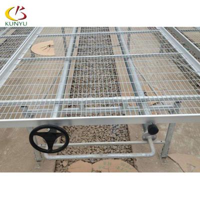 China Stable Structure Easily Assembled Foshan Kunyu Rolling Nursery Benches For Commercial Greenhouse Benches for sale