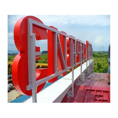 China Simple Outdoor Stainless Steel 3d Letter Sign Logo Signage Light Up Lightbox Rooftoop Sign Retail Store for sale